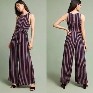 EUC Anthropologie Plenty by Tracy Reese Wide Leg Stripe Jumpsuit